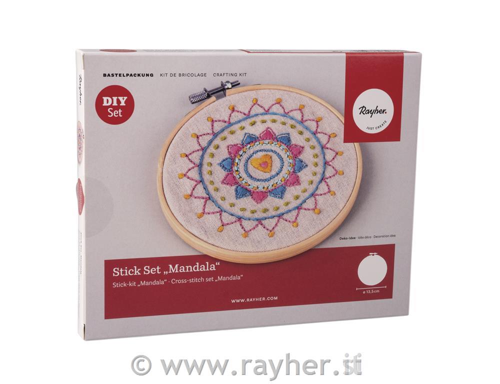 Set cornice ricamo bambu, 13cm , con accessori, bus.blis. 1set