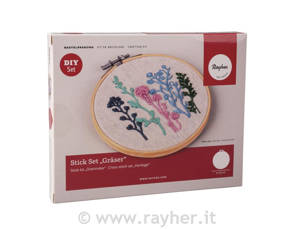 Bamboo embroidery frame set, 13,5 cmwith accessories, tab-bag 1set
