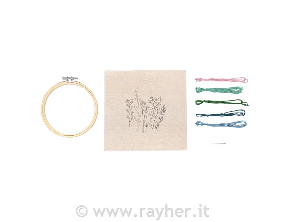 Bamboo embroidery frame set, 13,5 cmwith accessories, tab-bag 1set
