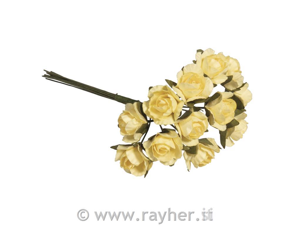 Vrtnice iz papirja, 15mm , 12 kosov, sv.rumene