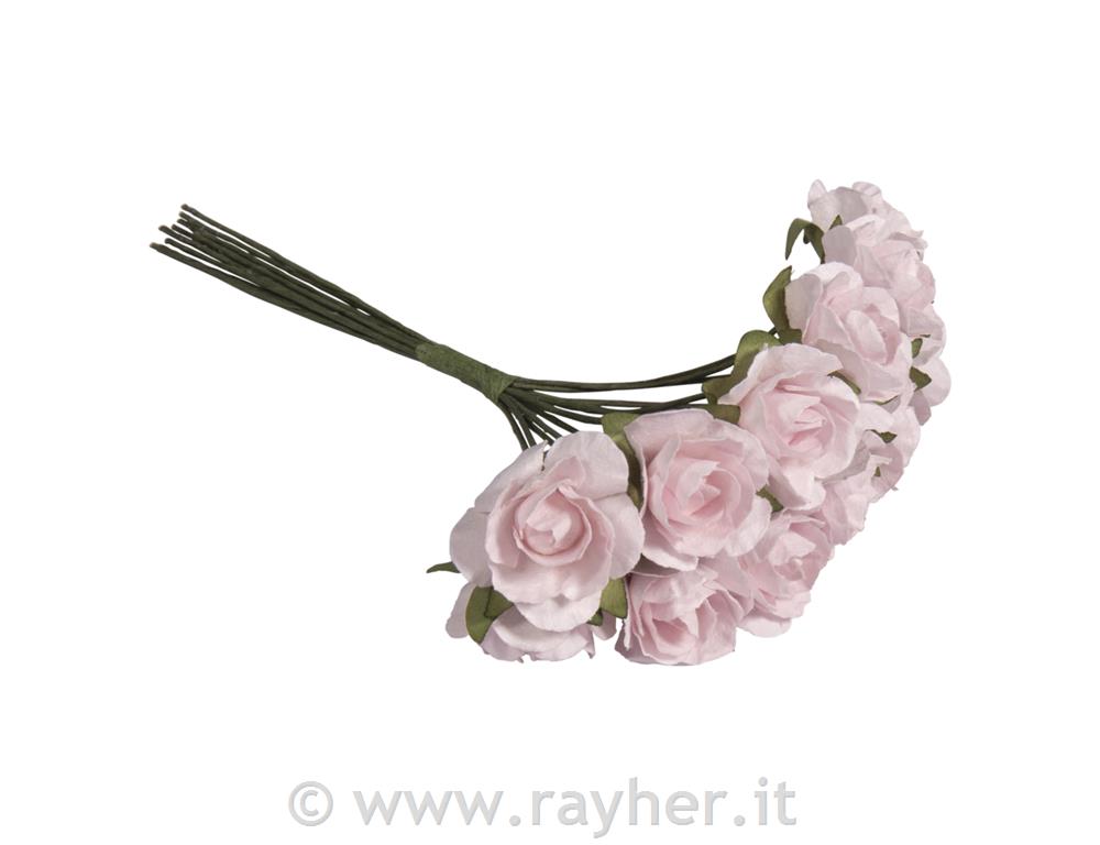 Rose di carta, 15 mm, 12 pezzirosa