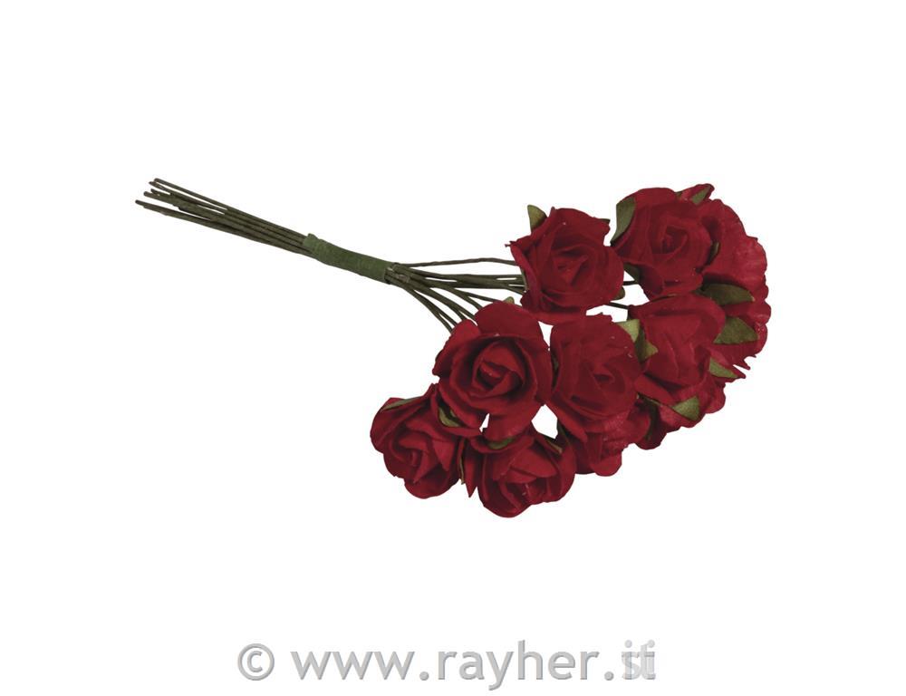 Vrtnice iz papirja, 15mm , 12 kosov, rdeče