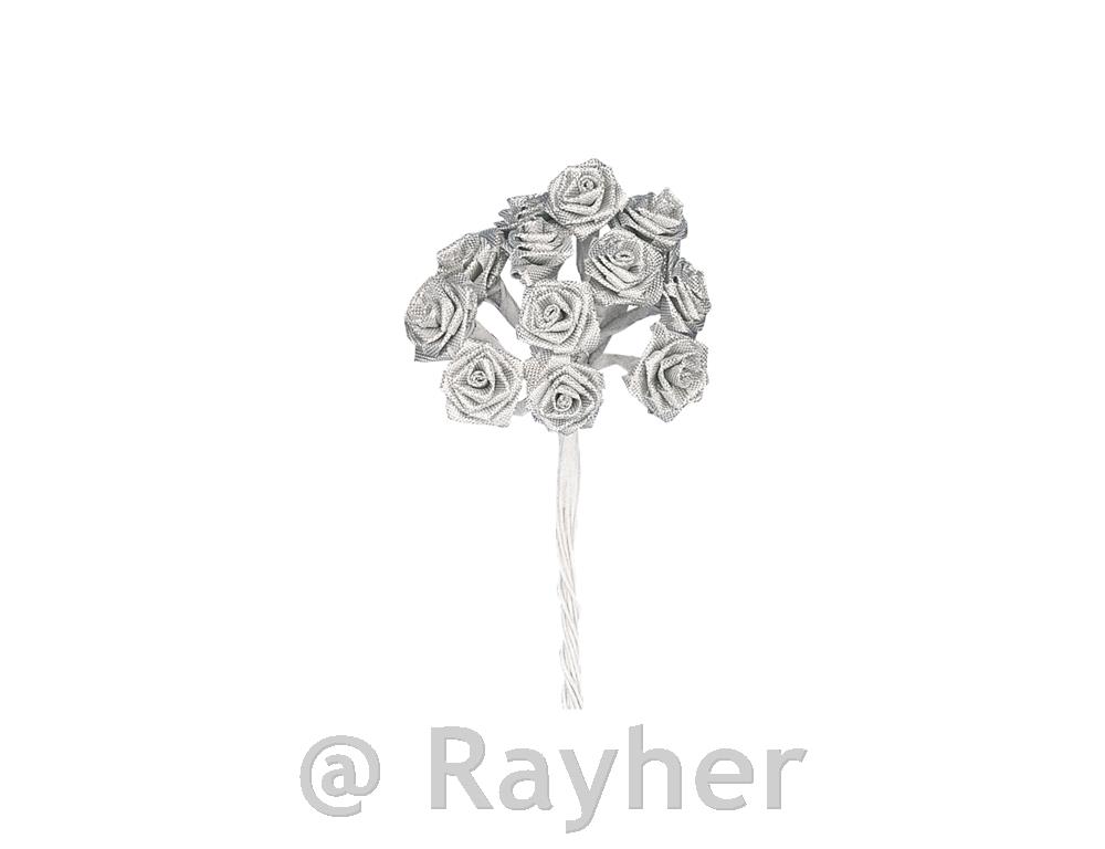 Rosellina broccato, 12 mm omazzo 12 pz, lav. a manoargento