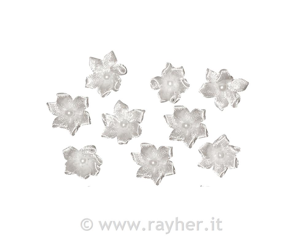 Fiore con perla, 2 cmBusta 8 pzbianco