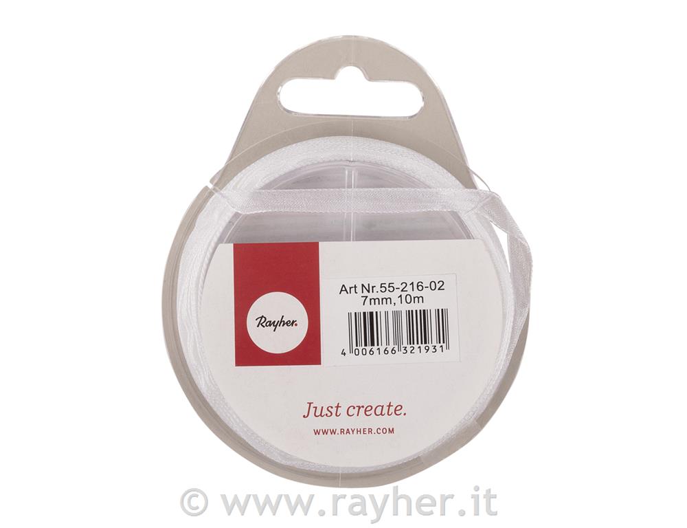 Nastro organza7mm, rot. 10mbianco