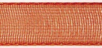 Organza ribbon, 15 mm, orange, tab-roll