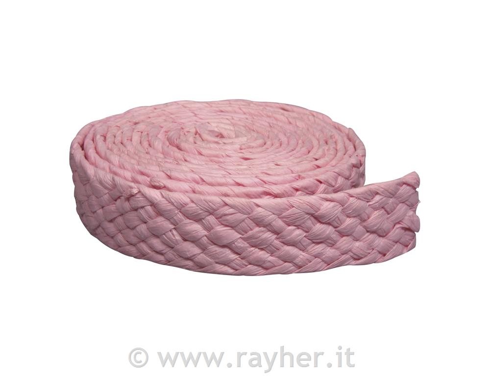 Nastro di carta intrecciato3x300cm, rotolo 3mrosa