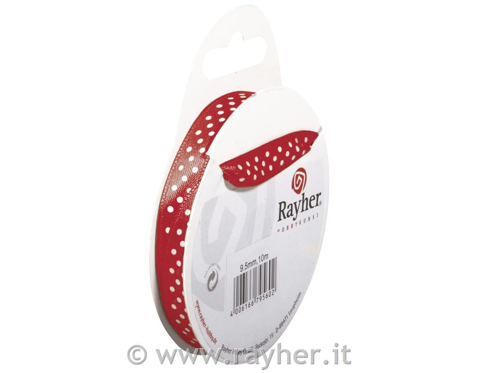 Trak saten s pikami, rdeč, 9,5mm, 10m