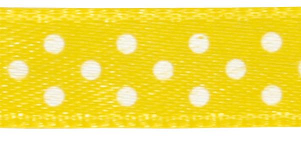 Nastro raso con puntini9,5mm, rot. 10mgiallo