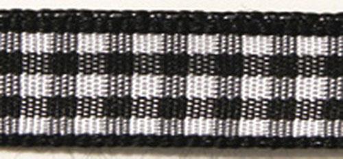 Checked pattern ribbon, black, 6mm, t-ro