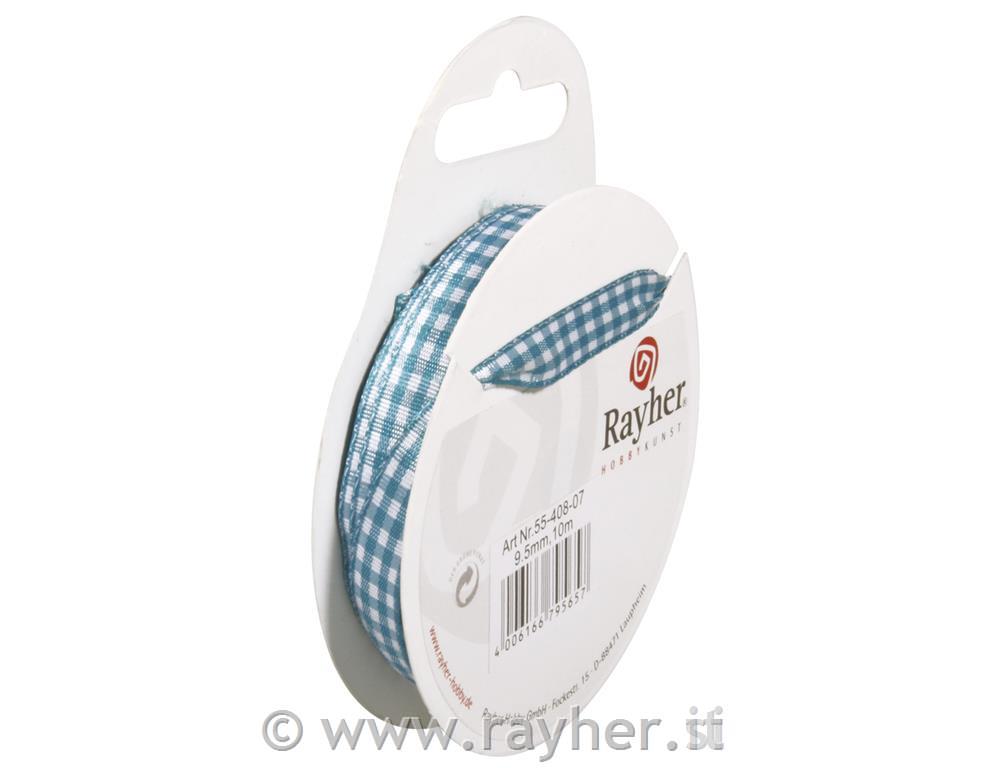 Nastro quadri9,5mm, rot. 10mturchese