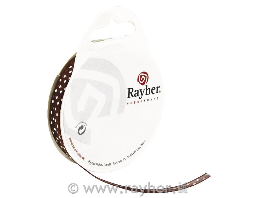 Nastro organza con puntini6mm, rot. 10mmarrone scuro