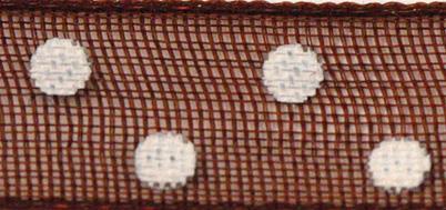 Nastro organza con puntini6mm, rot. 10mmarrone scuro