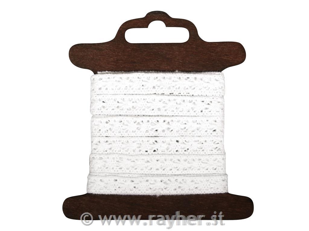 Bordatura cotone "Lorena"1cm, cart.legno 3mbianco