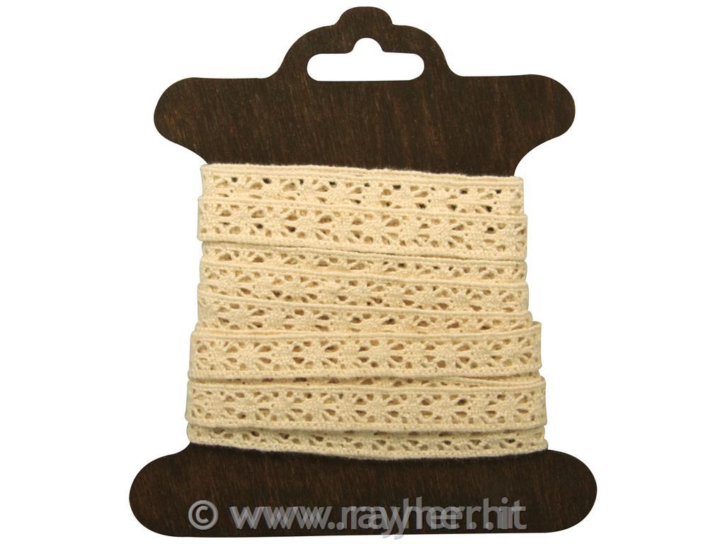 Cotton border "Lorena", beige, 1 cm, tab