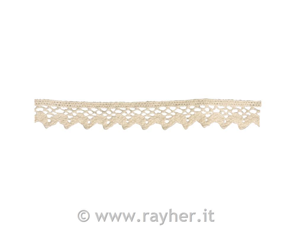 Čipka bombažna Jasmina, bež, 1 cm, 3 m