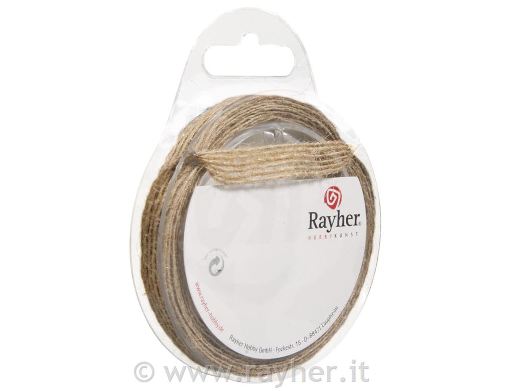 Jute ribbon, natural, 1cm, tab-roll 4m