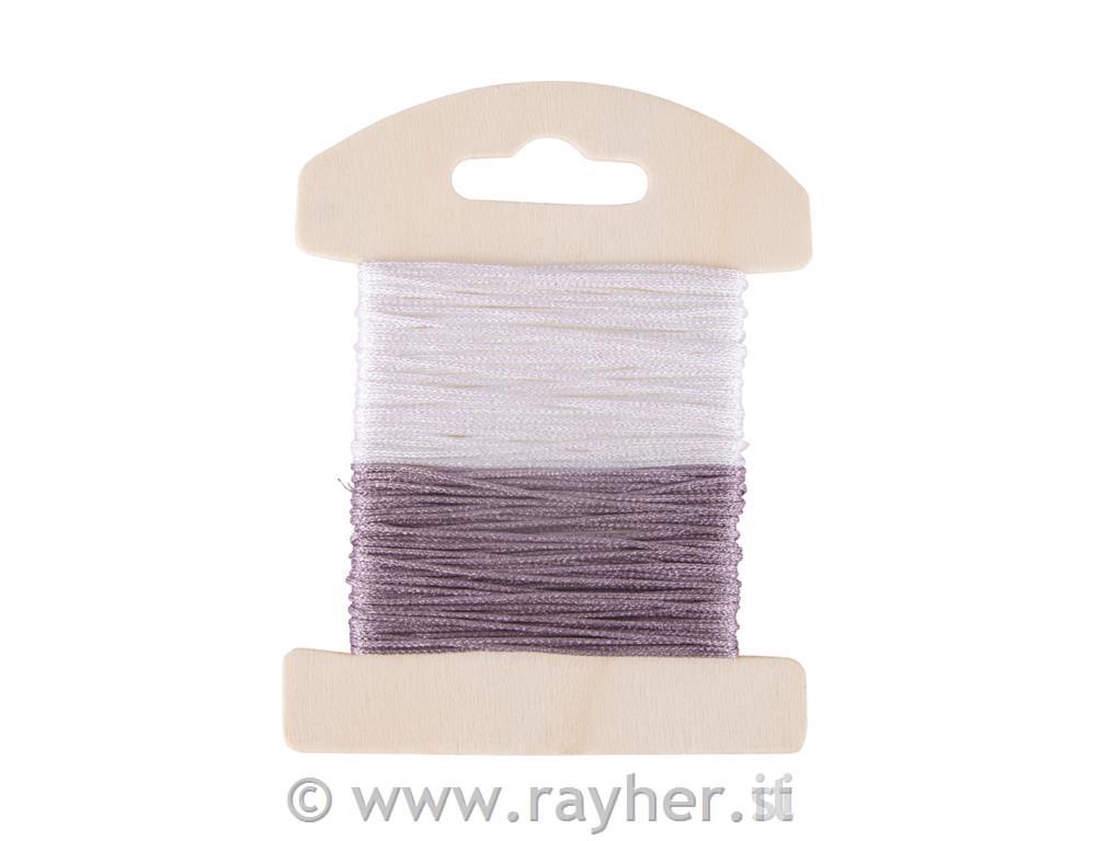 Mica decorative cord, 1mm o2x8m, white/berry, tab-card