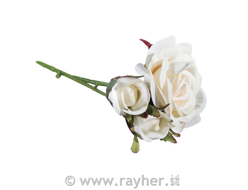 Mazzetto rose, bianco, 15cm, 3 fiori