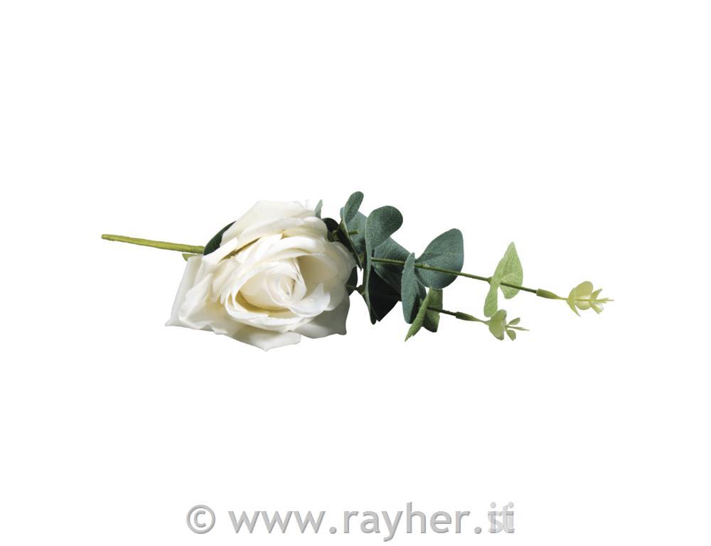 Rose pick with eucalyptuswhite28cm