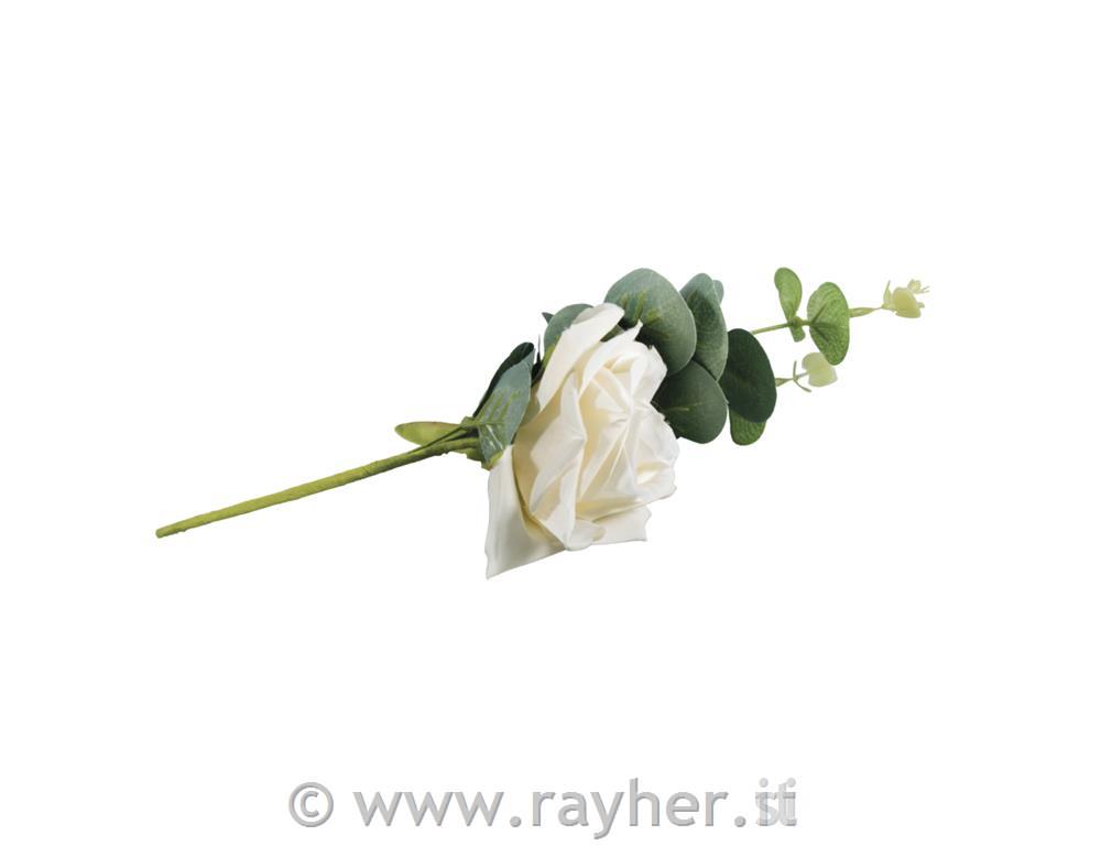 Rose pick with eucalyptuswhite28cm