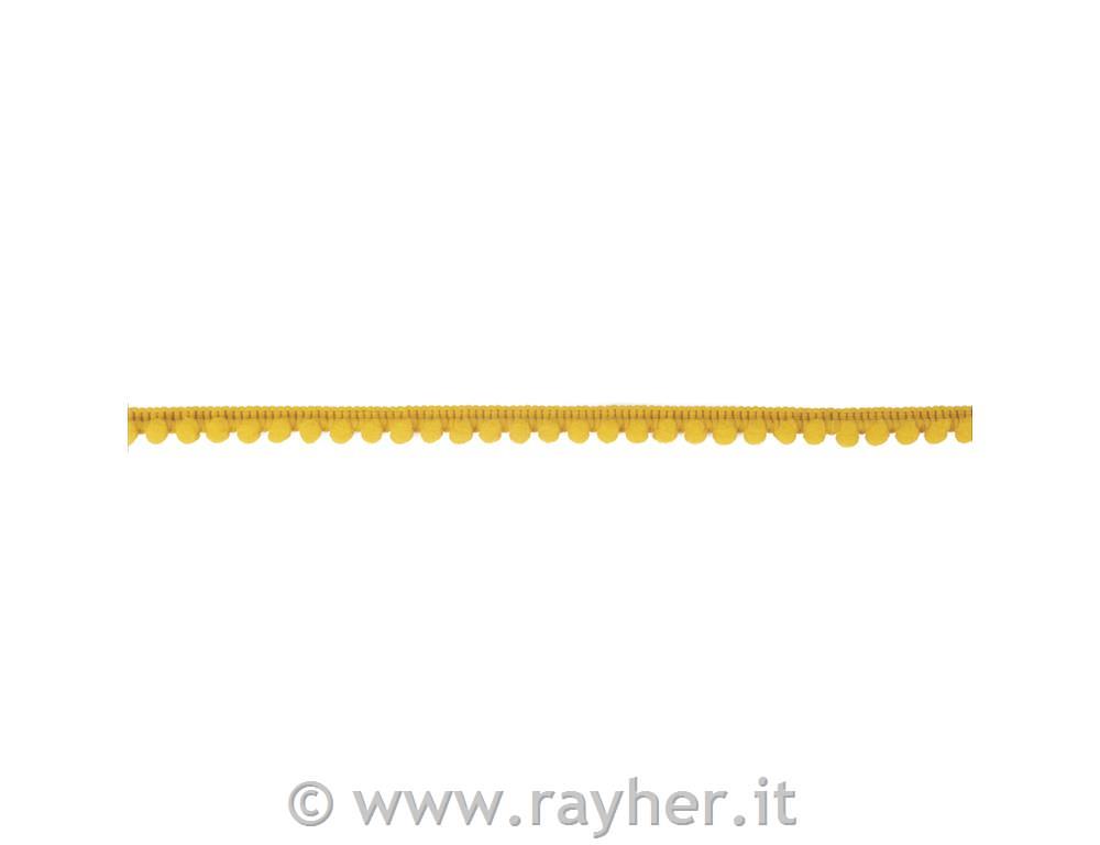 Bordatura pompon mini, giallo grano turco, 1cm, cartoncino blis. 3m