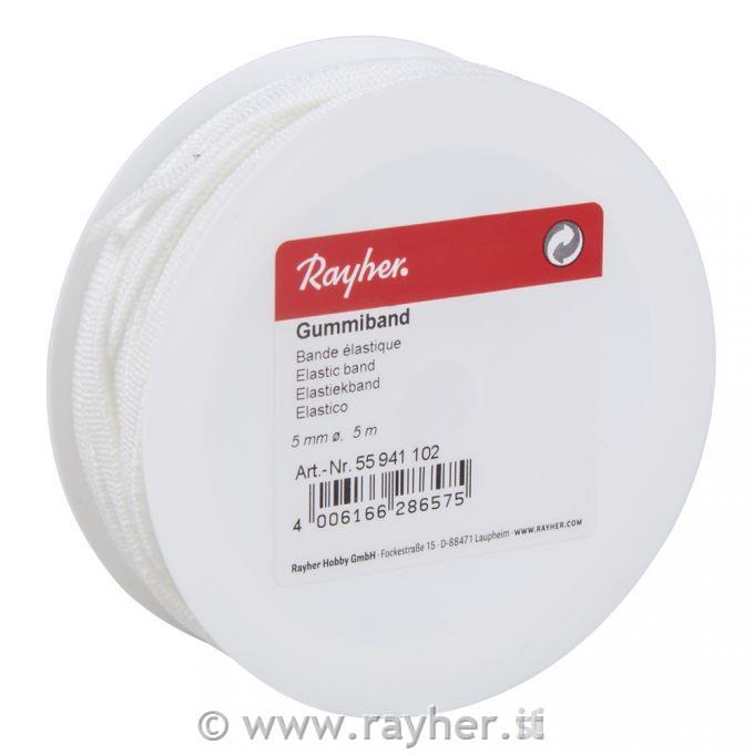 Filo elastico, 5mm o, bianco, rotolo 5m