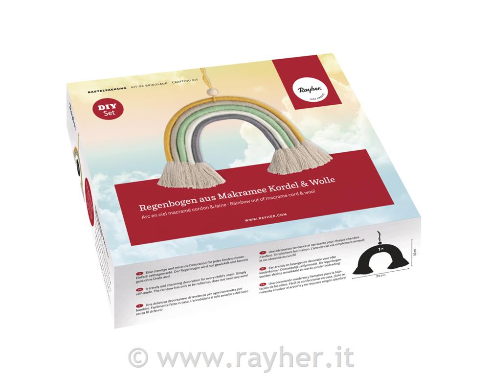 CK: Rainbow out of macrame cord+woolabout 25x20cm,with instructions, box 1pccoloured