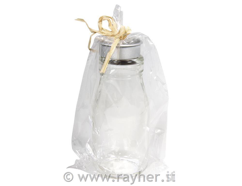 Bottiglia vetro c.portalumini, 5,5cm o14cm, busta 1pz