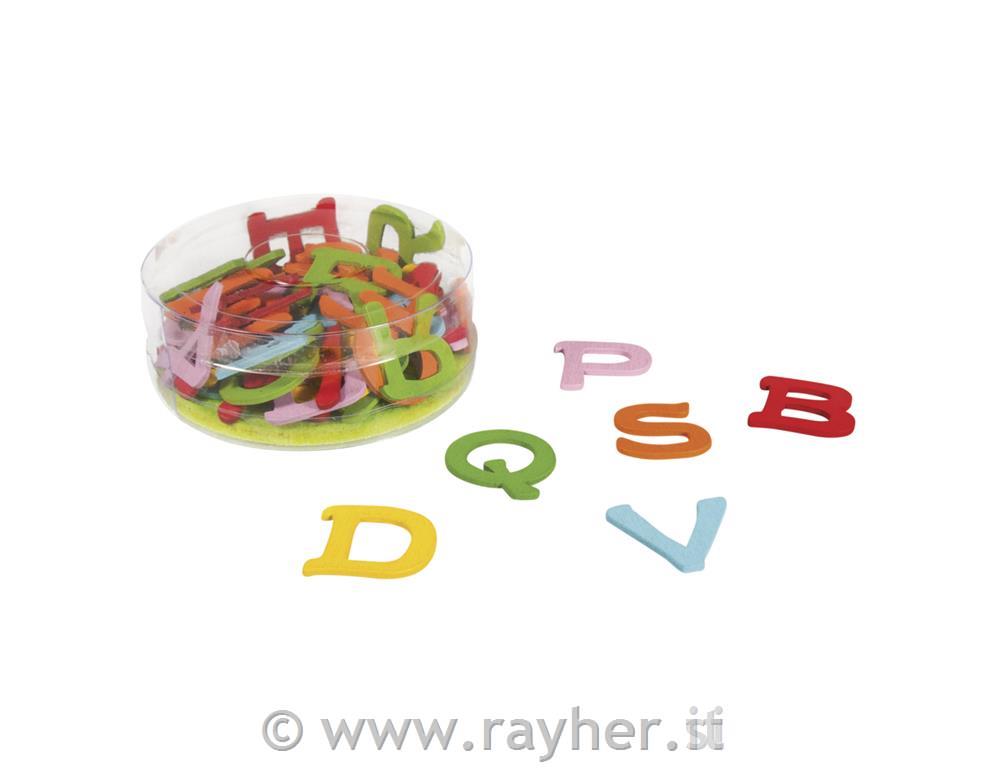Leseni okraski, črke, 2-2,5cm,55kos, mix