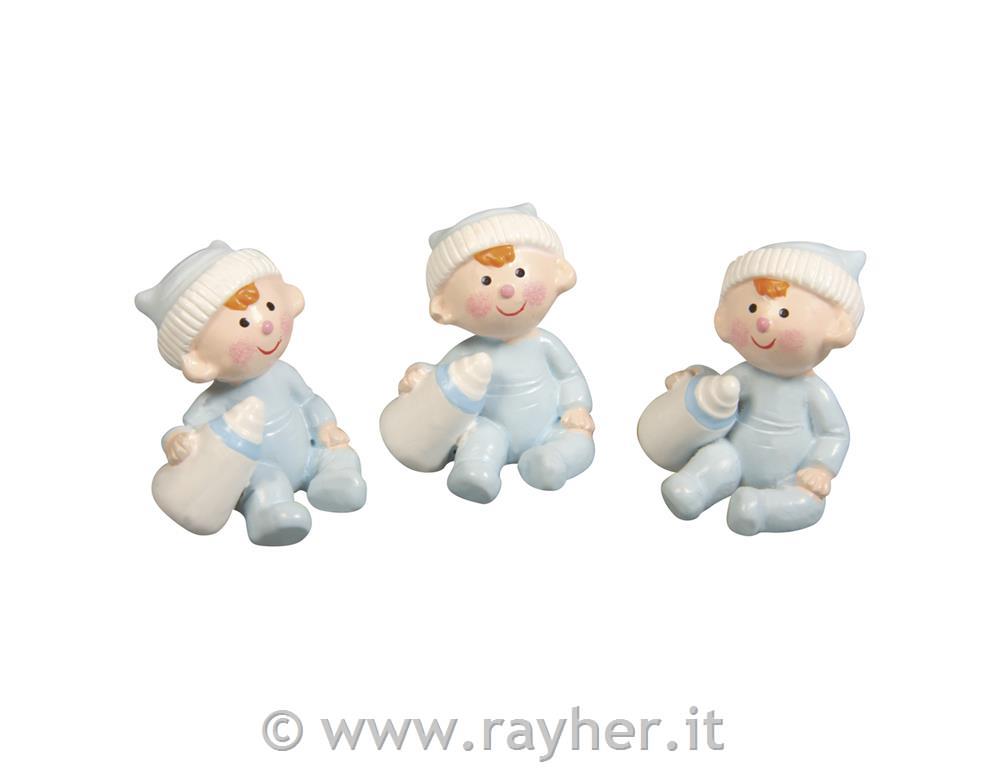 Bebe poliresina "Boy"3x2,5cm, box 3pzblu baby