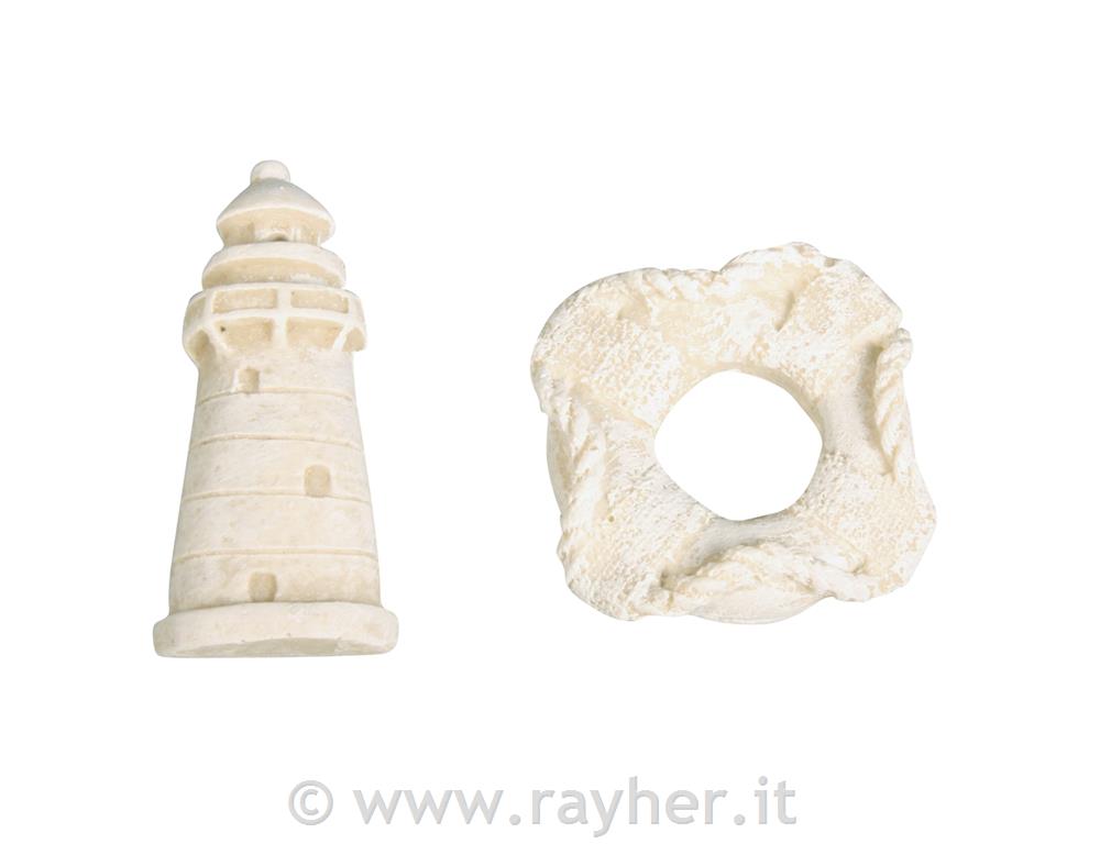 Okraski iz umetne mase, 2x svetilnik in 2x obroč