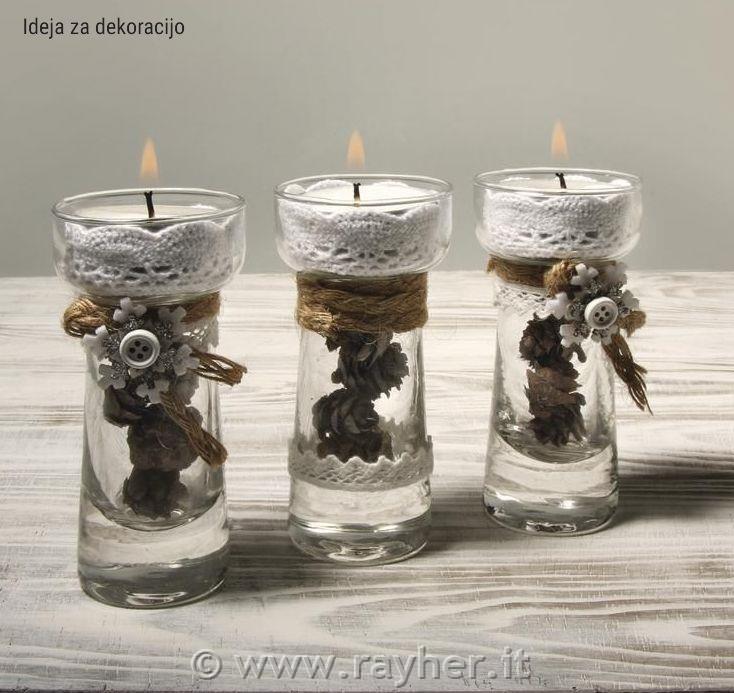 Glass tea-candle holder, 4.5cm , Height:9,5cm, PVC box 3pc