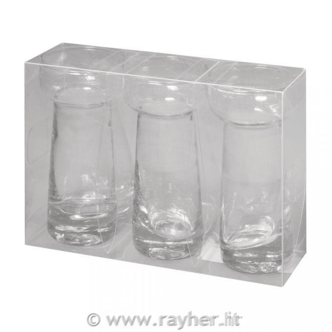 Glass tea-candle holder, 4.5cm , Height:9,5cm, PVC box 3pc