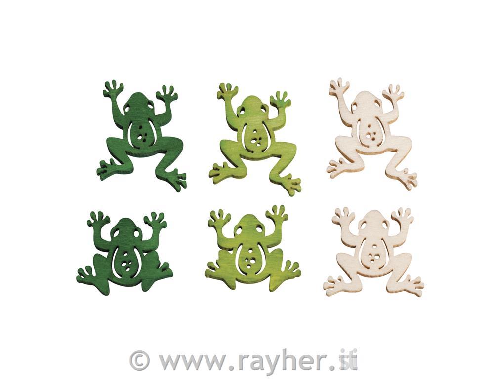 wooden objects frogs, 2.5cm o, 3 colours