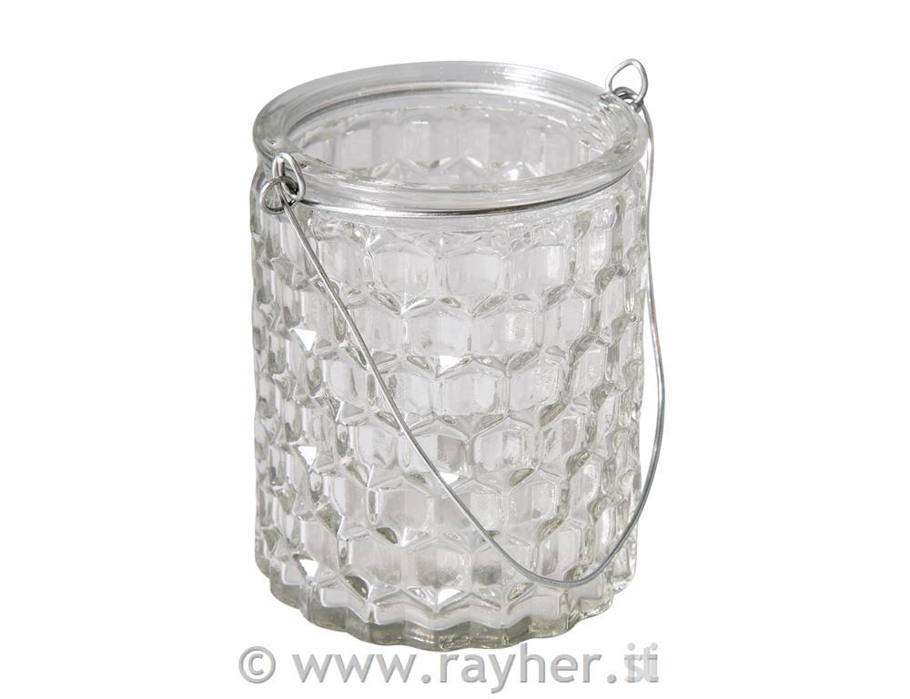 Contenitore di vetro a fave con manico7,5x7,5x9cm, 200ml