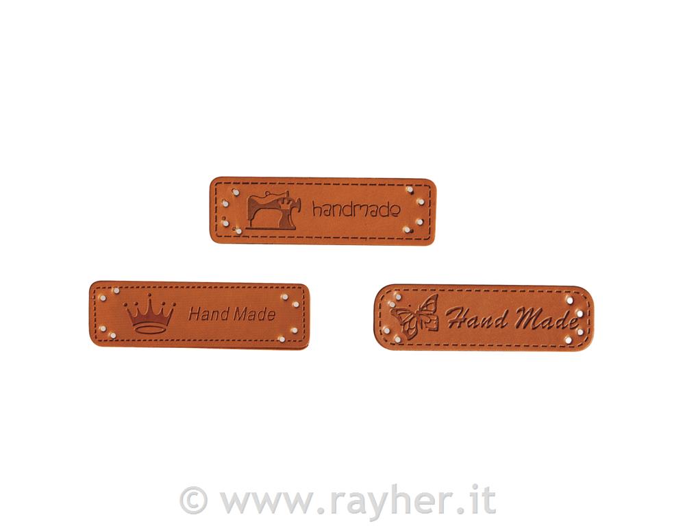 Similpelle Labels - "Handmade"4,9x1,5cm, 3 design, bus.blis. 3pz