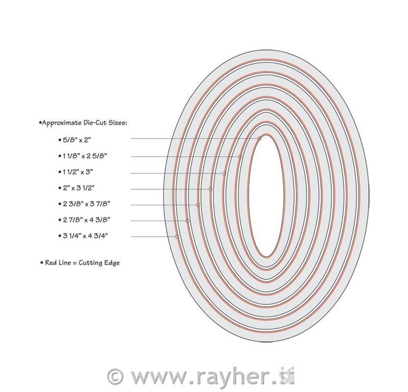 Sizzix Framelits set mascherineOvale, busta 7pz1,6x5,4cm, 8,3x12,1cm