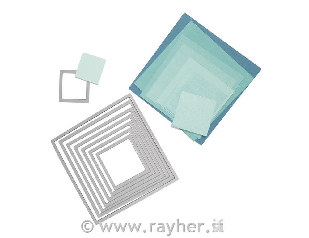 Sizzix Framelits šablone set, kvadrati, 8 kom.