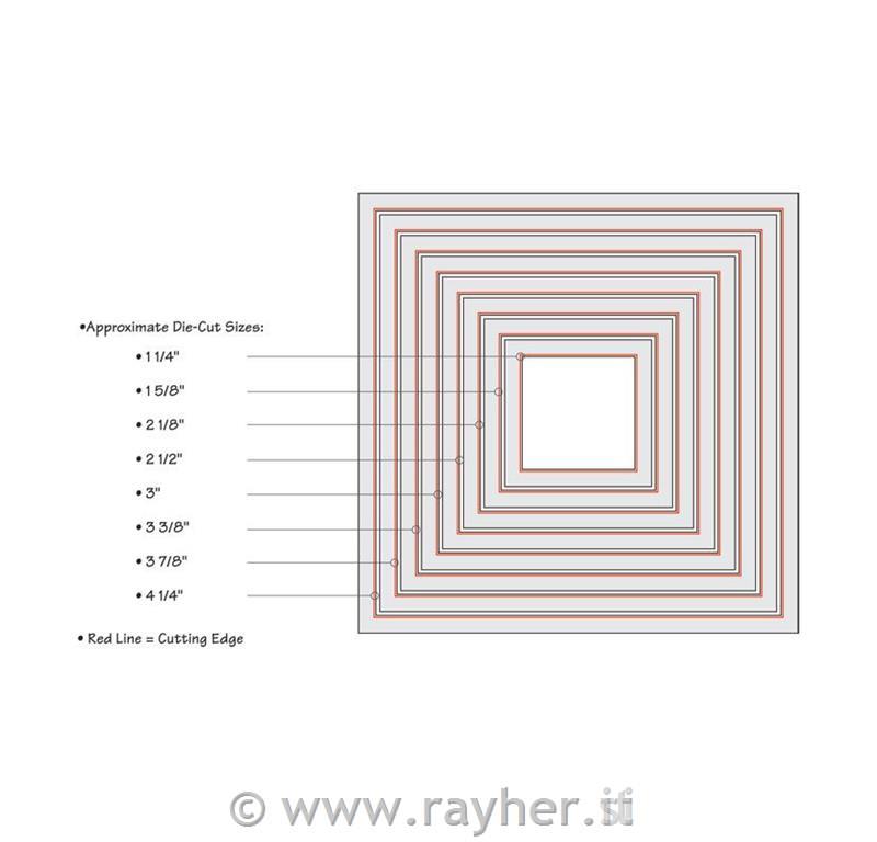 Sizzix Framelits šablone set, kvadrati, 8 kom.