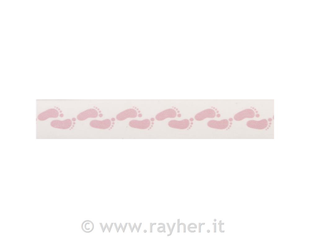 Nastro adesivo Washi piedini15mm, rotolo 15mrosa bebe