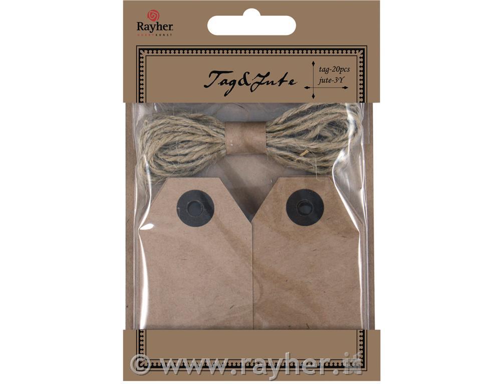 Tags and Jute, 4.5x7.5cm, tab-bag 20pcs