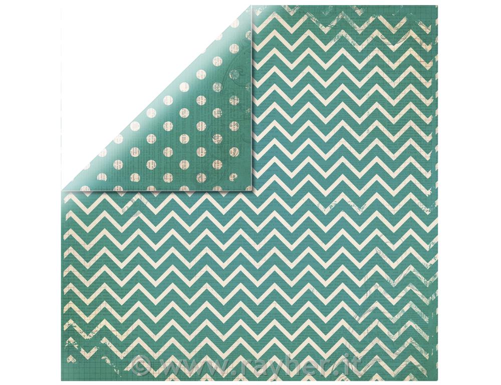 Carta scrapbooking Chevron30,5x30,5cm, 190g/m2verde pino