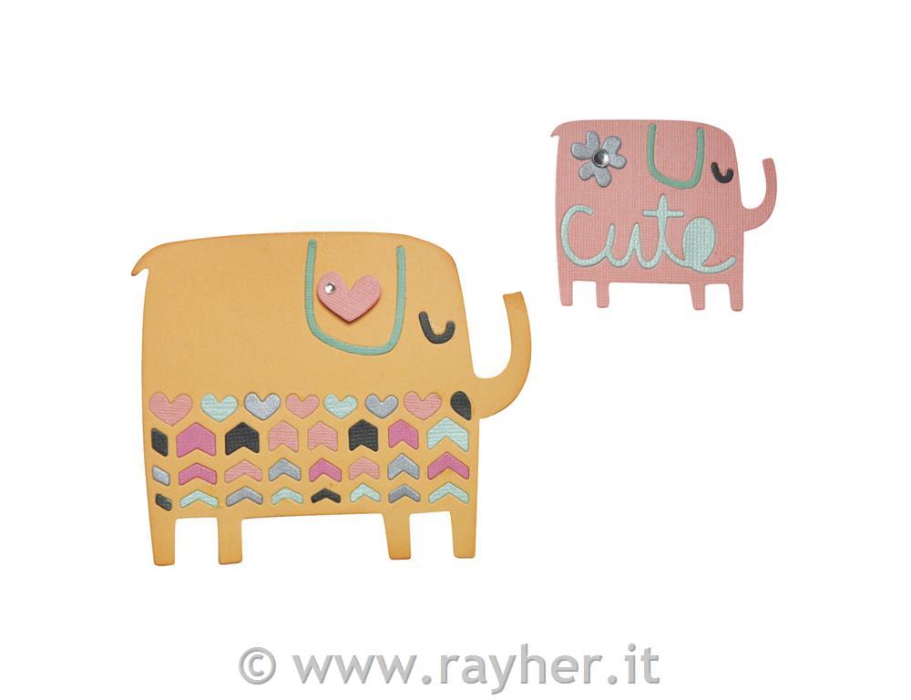 Sizzix Thinlits Fustelle setDuo Elefanti, bus.blister 4pzDim.: 0,86-9,7cm
