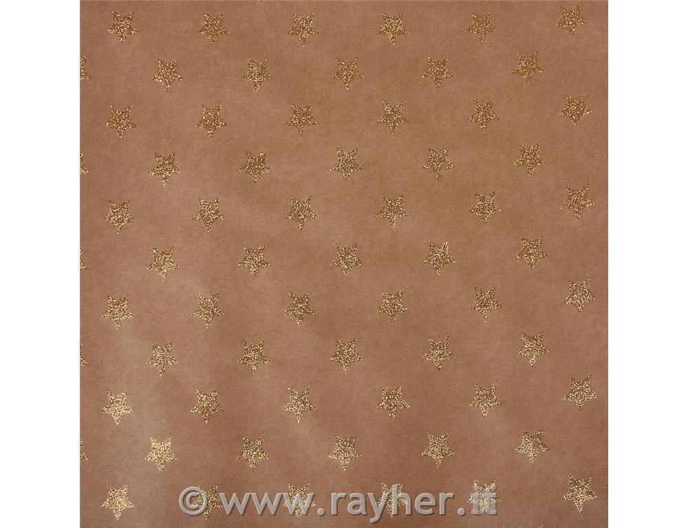Scrapbooking papir Kraft -Zvezde, zlate, 30.5x30.5cm, 180g/m