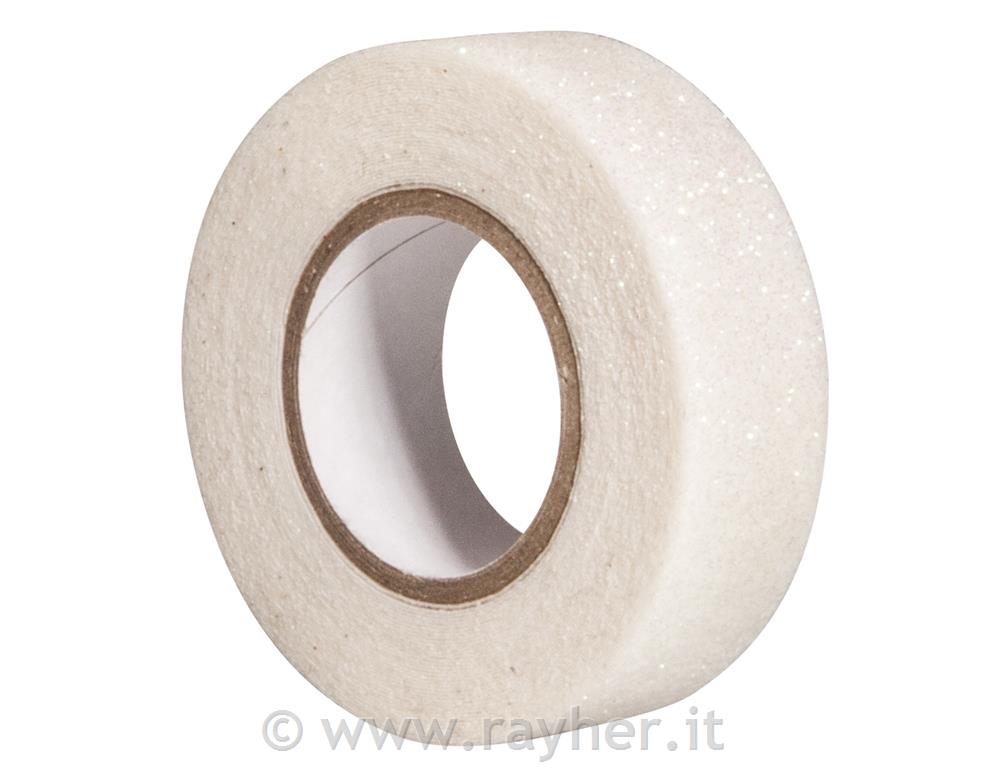 Glitter Tape, white, 15mm, roll 5m