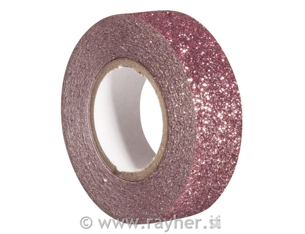 Glitter Tape, antique pink, 15mm, roll 5
