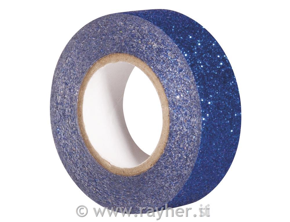 Glitter Tape, royal blue, 15mm, roll 5m