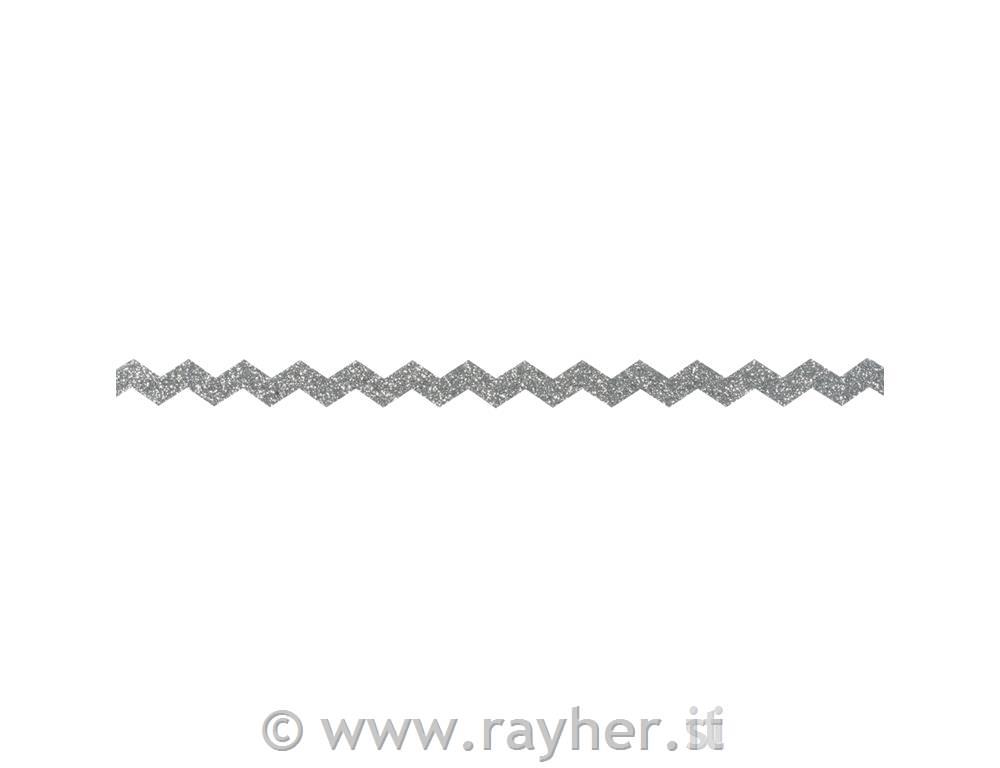 Nastro glitterato Chevron15mm, rotolo 5margento