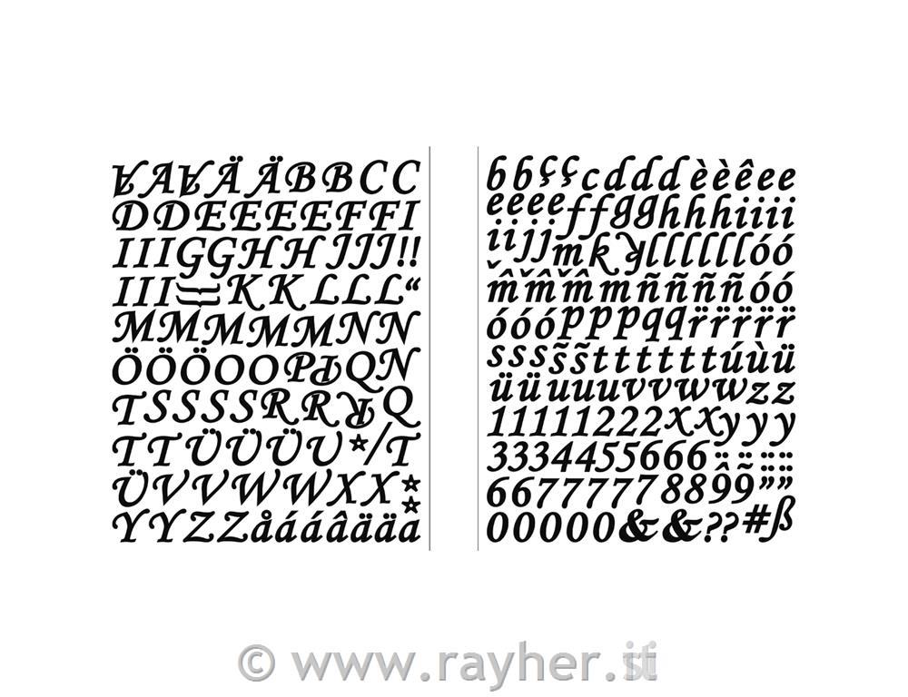 Nalepke Abeceda+številke italics, črne